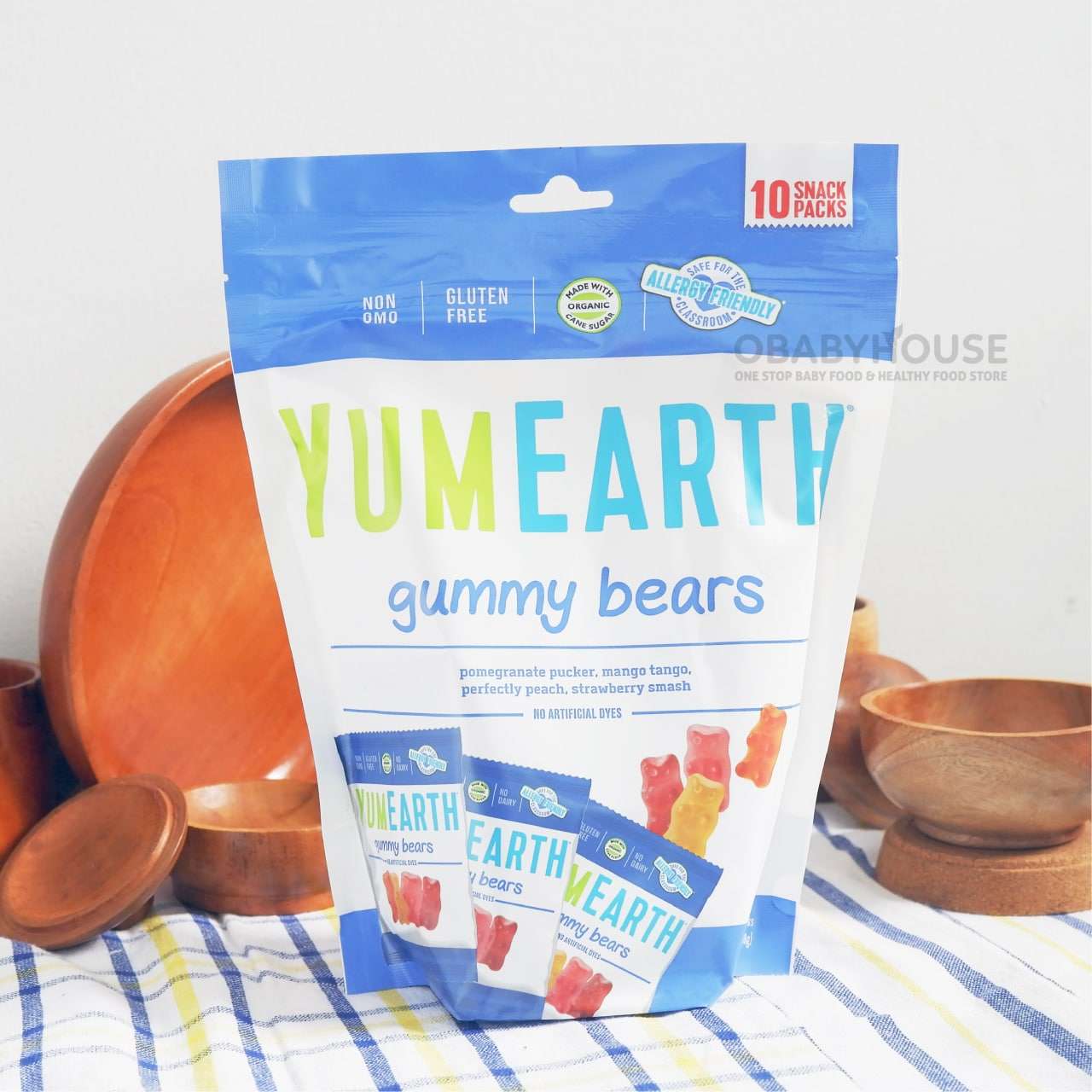 Yumearth Gummy Bears Pomegranate, Mango, Peach, Strawberry Isi 10 packs