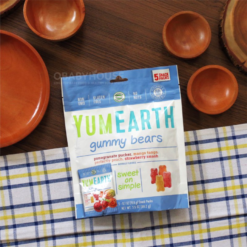 Yumearth Gummy Bears Pomegranate, Mango, Peach, Strawberry Isi 5 packs