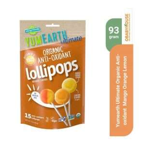 Yumearth Ultimate Organic Anti-Oxidant Mango, Orange, Lemon Lollipops 93 gr