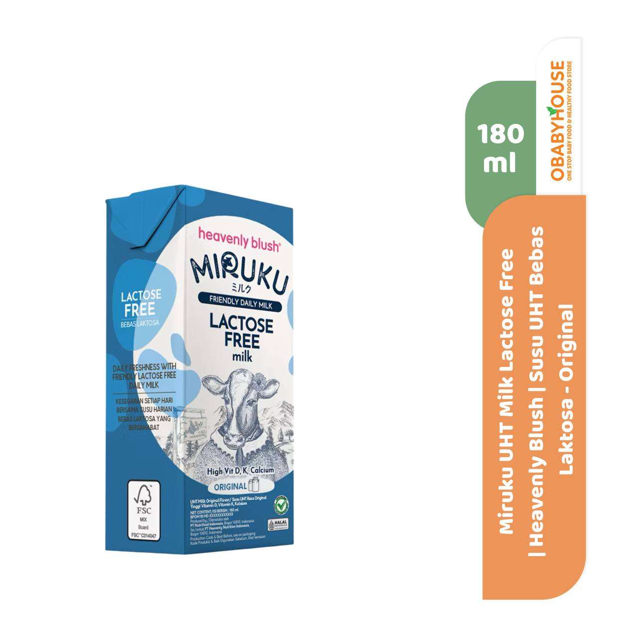 Miruku UHT Milk Lactose Free 180 ml | Heavenly Blush | Susu UHT Bebas Laktosa – Original